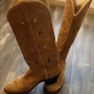 Acme Cowgirl Boots Size 9 Tulip Pull On Brown